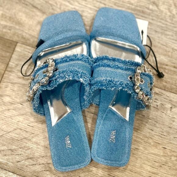 ZARA Embellished Slides NWT - Picture 8 of 16